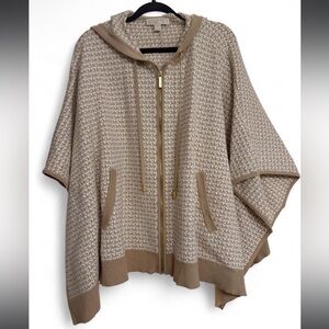 Michael Kors Hooded Zip-Up Poncho feat. ‘MK’ logo jacquard pattern | Size: L/XL
